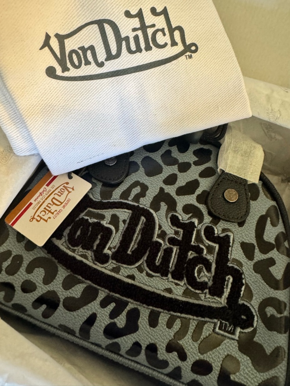 Von Dutch Cheetah Grey Bowling Bag. Sold out online
